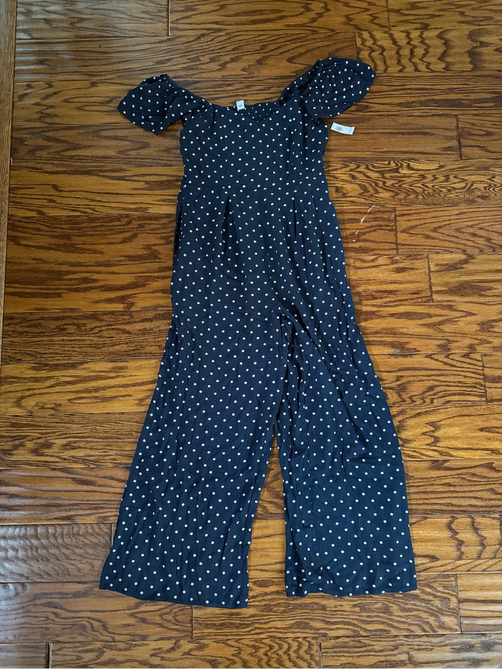 BNWT Old Navy Navy Polka Dot Cap Sleeve Wide-Leg Jumpsuit Size Medium